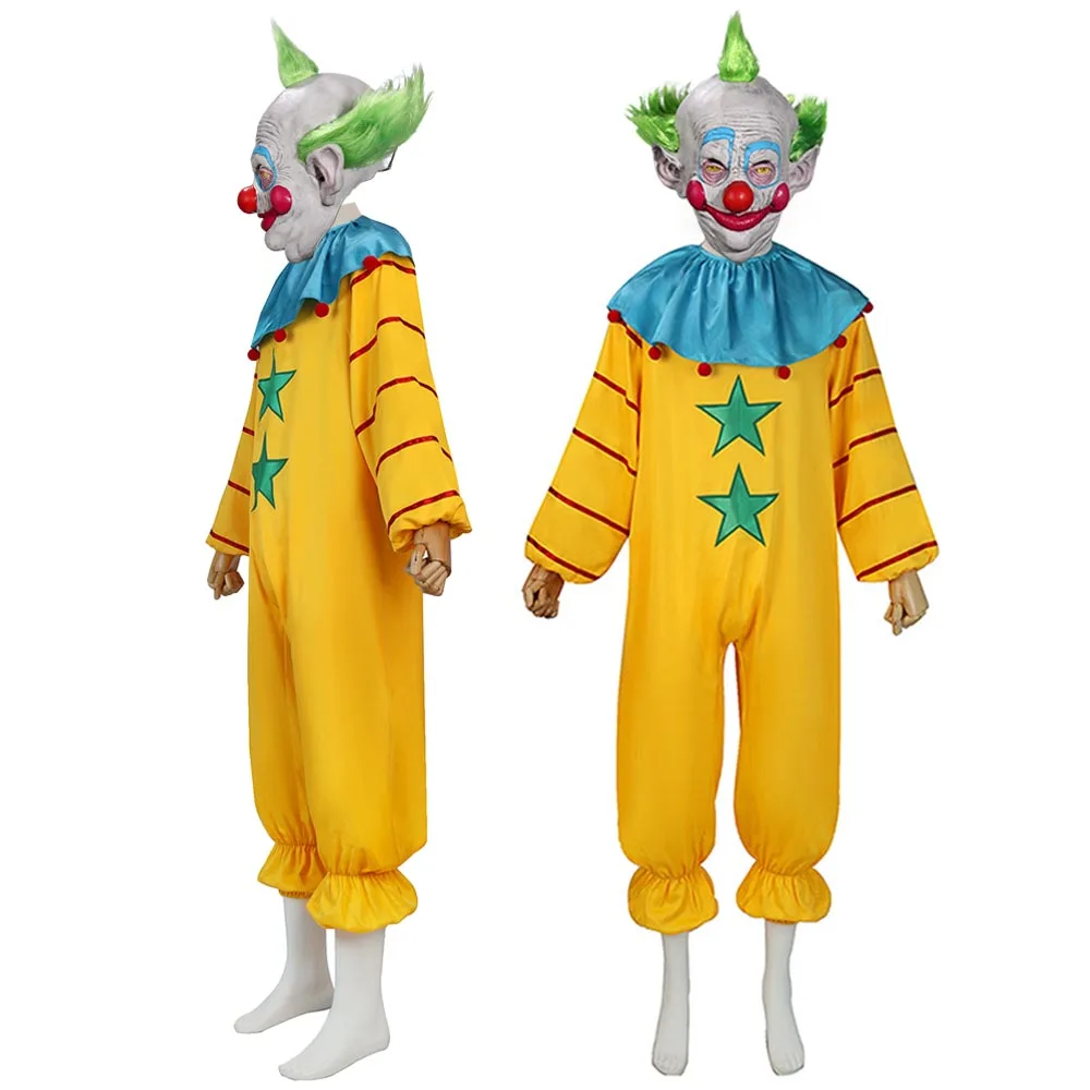 

Halloween Killer Klowns From Outer Space Costume Outfits Clown Mask Cosplay Joker Demon Jumpsuit Carnival Purim Party Props