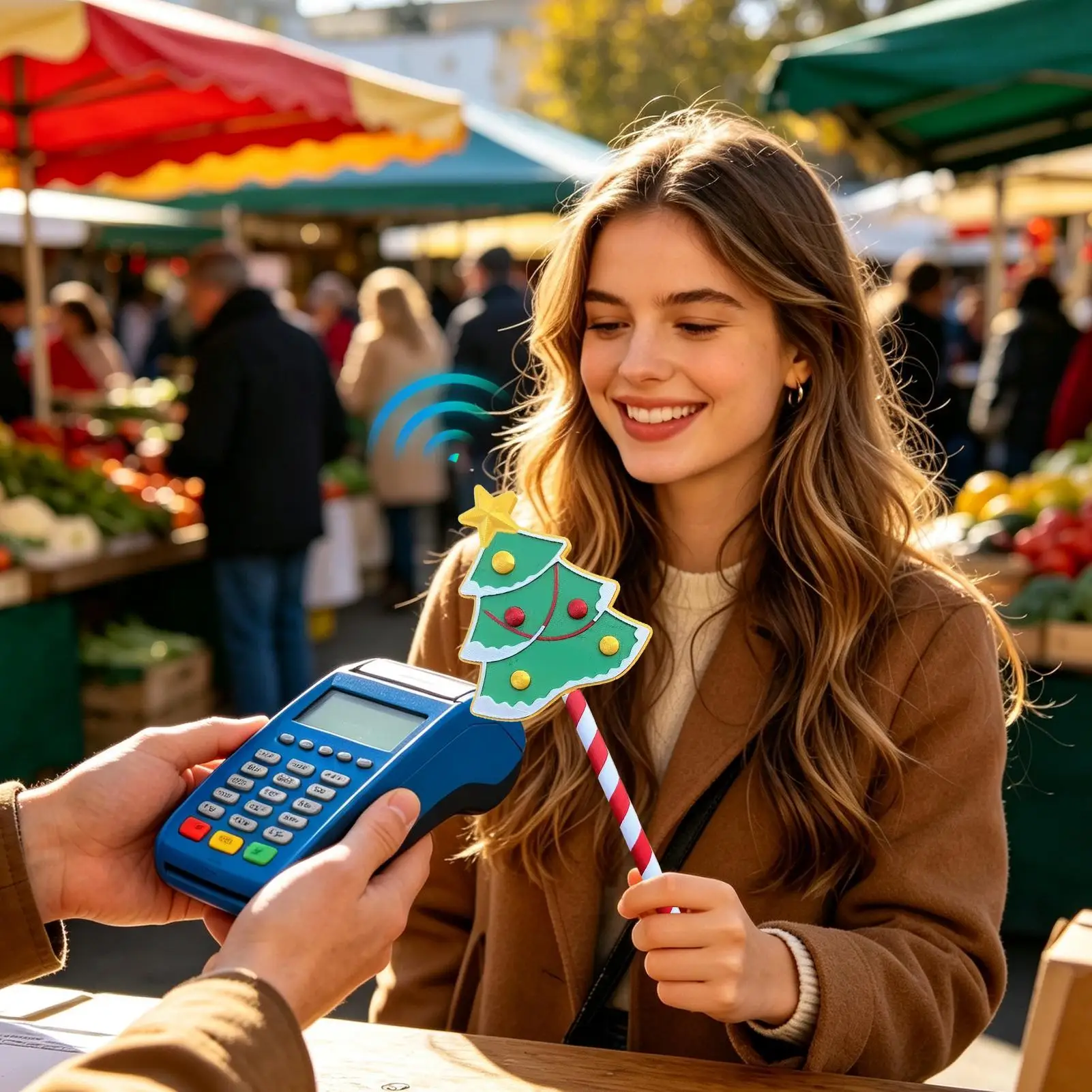 Debit Card Wand Contactless Handheld Christmas Tree Payment Wand Checkout Payment Stick For Travel Holiday Shopping Stores Cafes