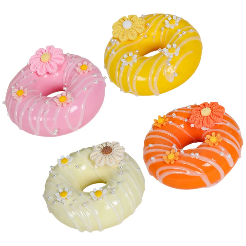 

4Pcs Realistic Doughnut Props Artificial Donuts Decor for Display Cabinet Kitchen Decoration Faux Dessert Food Teaching Aids