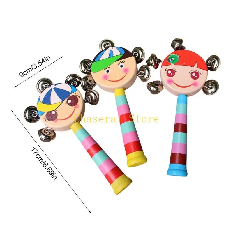 PACK E7CE 6 juguetes tambor cascabel dibujos animados para bebés Desarrollo sensorial estilos aleatorios