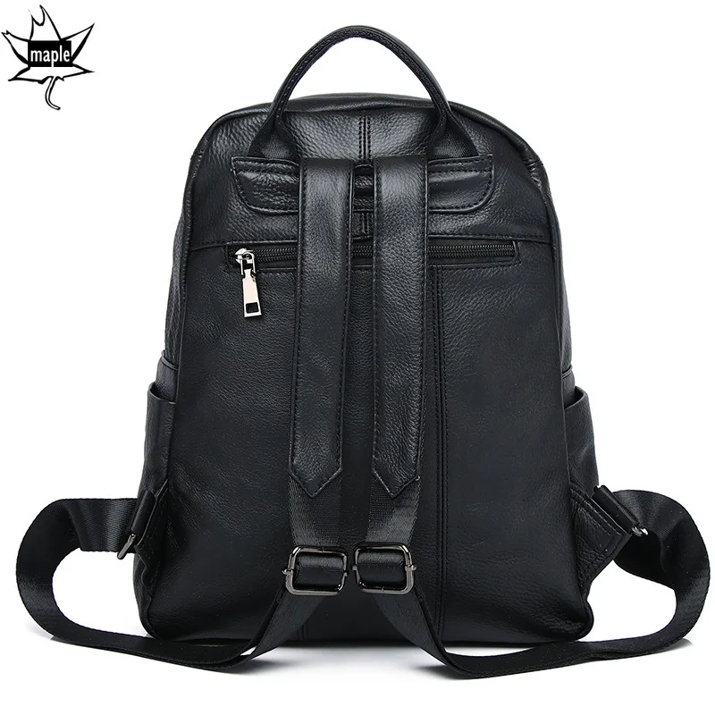 New Classic Fashion Genuine Leather Travel Women Backpack Leisure College Teenager Girls School Backpack Soft Cowskin Daypack