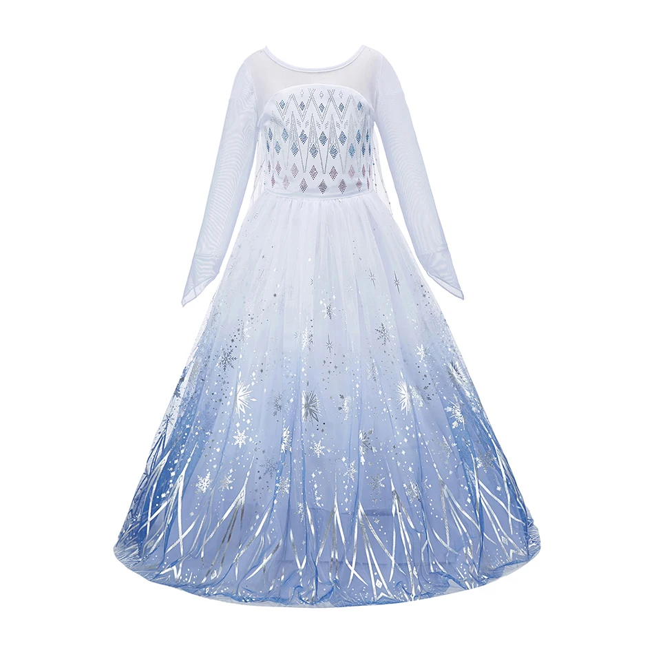 Girls Dresses Long Sleeved Printed Snowflake Sequin Dress Halloween Kids Cosplay Dresses Children's Ball Dress Party Dresses 