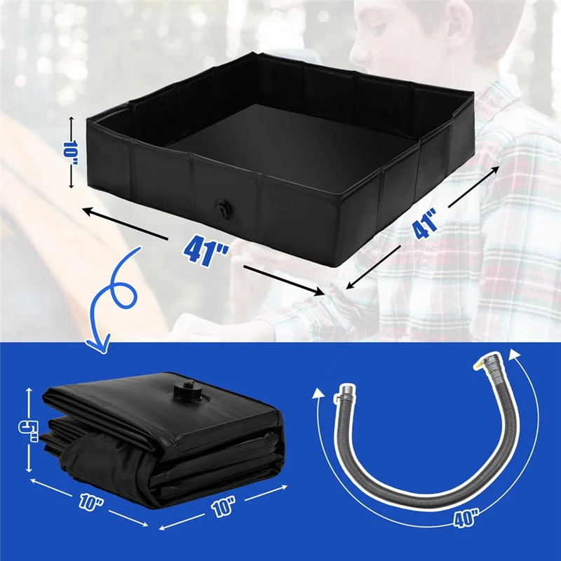 

N26R-41X41x10 Inch Foldable Shower Base, Outdoor Portable Shower Pan With Drain Pipe For Campers