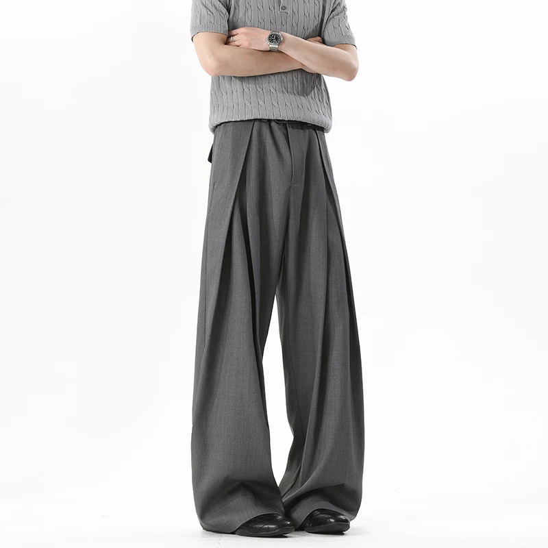 

Black Suit Pants Men Fashion Society Mens Dress Pants Korean Loose Wide Leg Pants Mens Office Formal Trousers Large Size 5XL