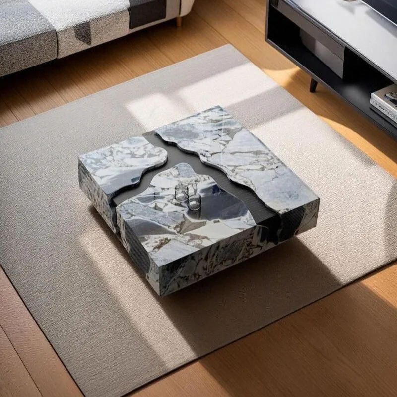 الحد الأدنى المنظم طاولة القهوة الفاخرة الطابق إطار بسيط طاولة القهوة التصميم الجمالي Meuble دي صالون اكسسوارات المنزل #3