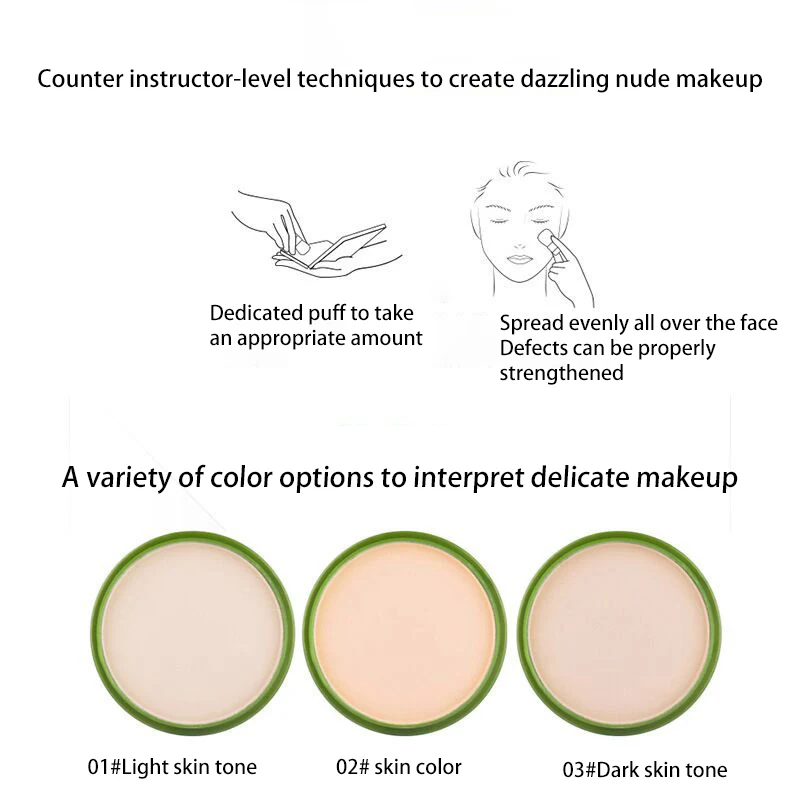 99% Aloe Vera Moisturizer Face Powder Smooth Foundation Pressed Powder Makeup Concealer Pores Cover Whitening Brighten Cosmetics