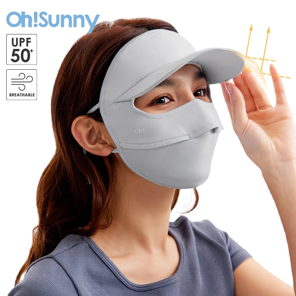 

OhSunny Women Cycling full Face Cover with Brim Sun Protection Balaclava Neck Shoulder Flap Anti-UV UPF50+ Facial Guard