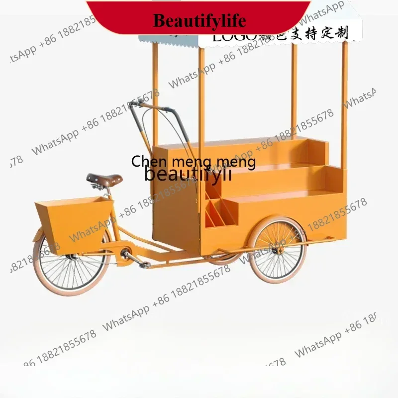 D178 Y Dining Cart Stall Night Market Tricycle Mobile Drink Coffee Cocktail Milk Tea Cart