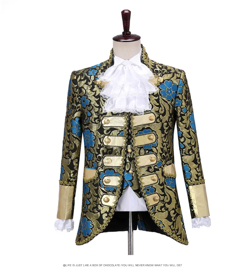 New Men\'s European Court Dress Performance Costume Retro European Prince Charming Stage Retro Drama Performance Costume