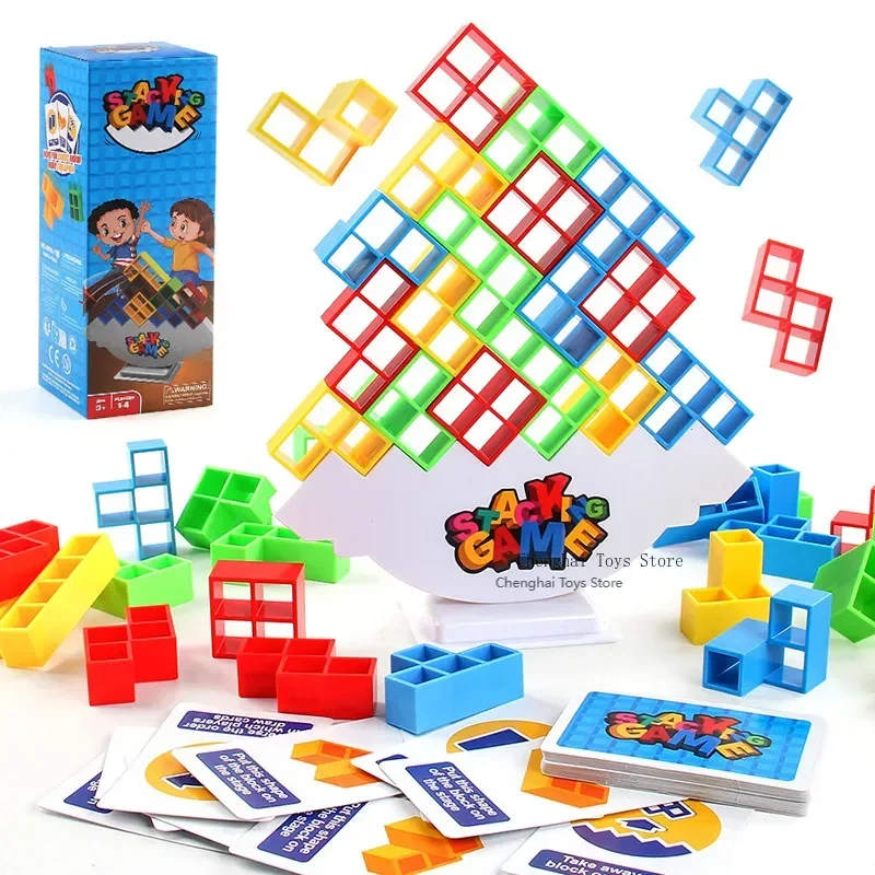 

64PCS Tetra Tower Fun Balance Stacking Building Blocks Board Game for Kids Adults Friends Team Dorm Family Game Night and Partie