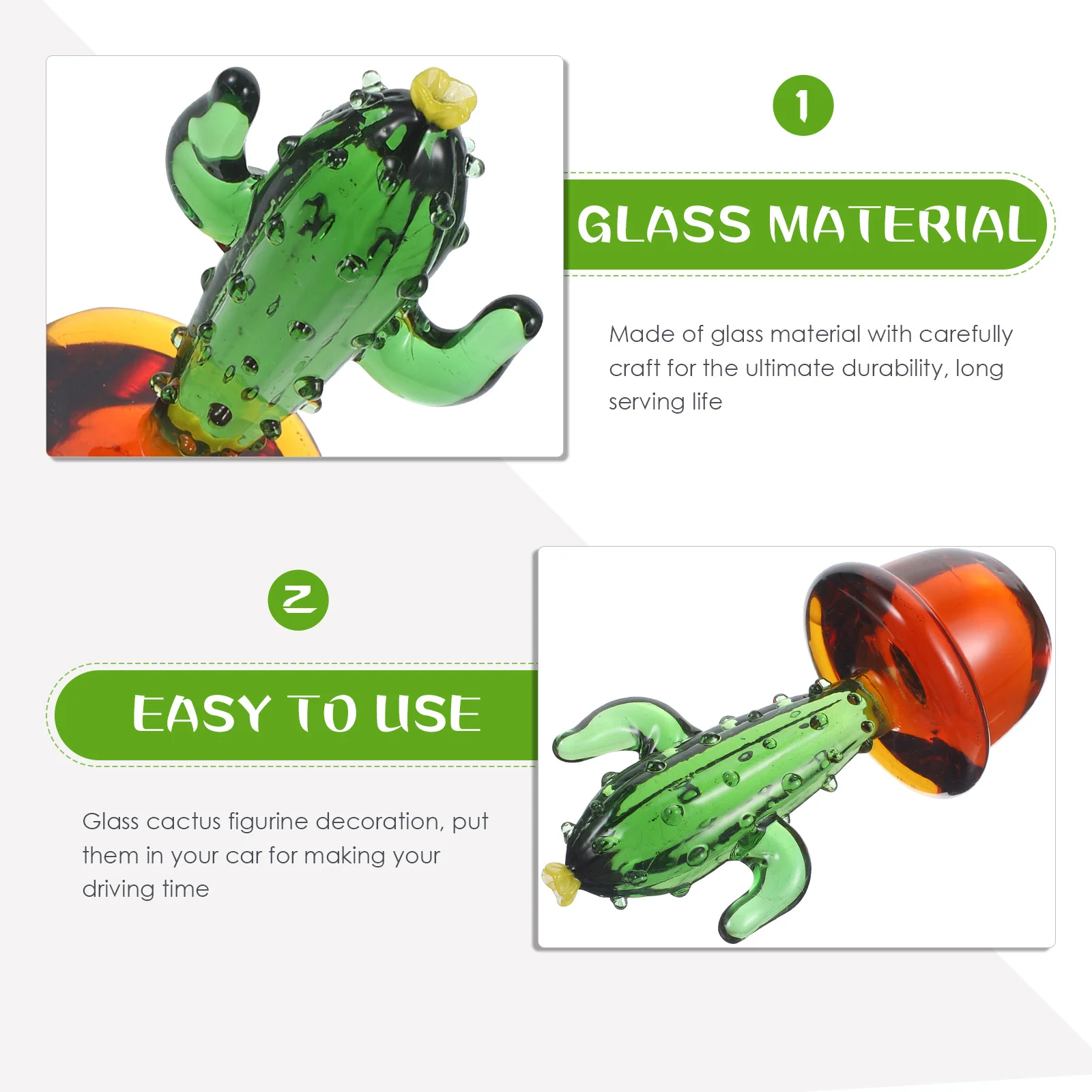 

Mini Glass Cactus Adornment Chic Craft Cactus Home Office Car Decoration Tabletop Ornament Desktop Decor Home Ornament