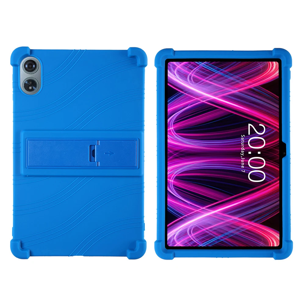 

For Teclast T60 Plus Silicone Case with Kickstand Rugged Protective Cover - Dark Blue