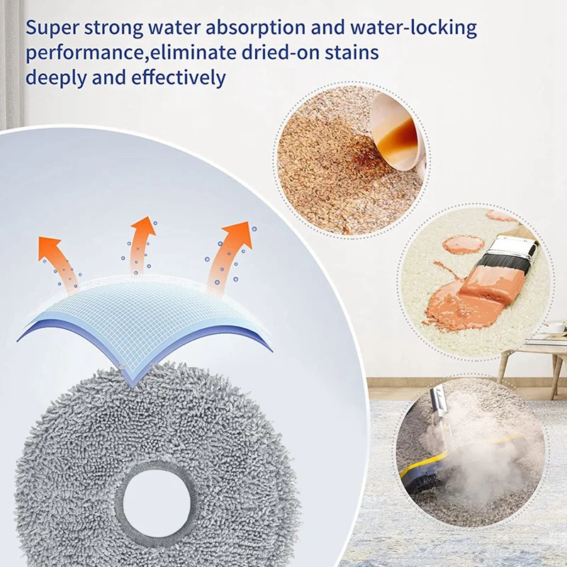 AC66 4PCS Washable Mop Cloth for Xiaomi Robot Vacuum 3S B108CN /2Pro B113CN Robot Vacuum Cleaner Replacement Parts Mop
