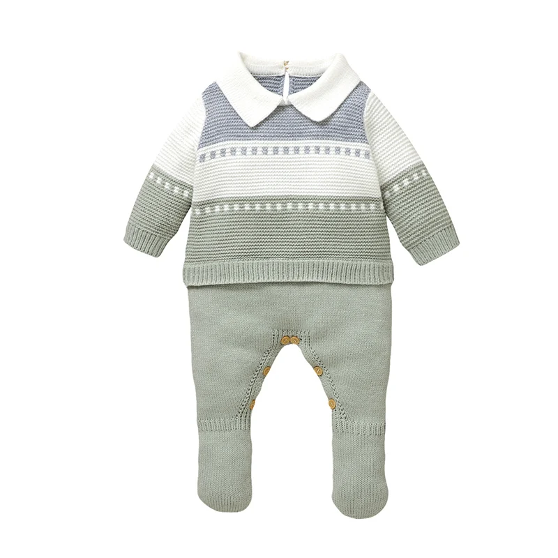 0-18m Baby Boys Rompers Jumpsuits Autumn Winter Turtle Neck Long Sleeve Knitted Newborn Infant Jumpsuits One Pieces Toddler Wear