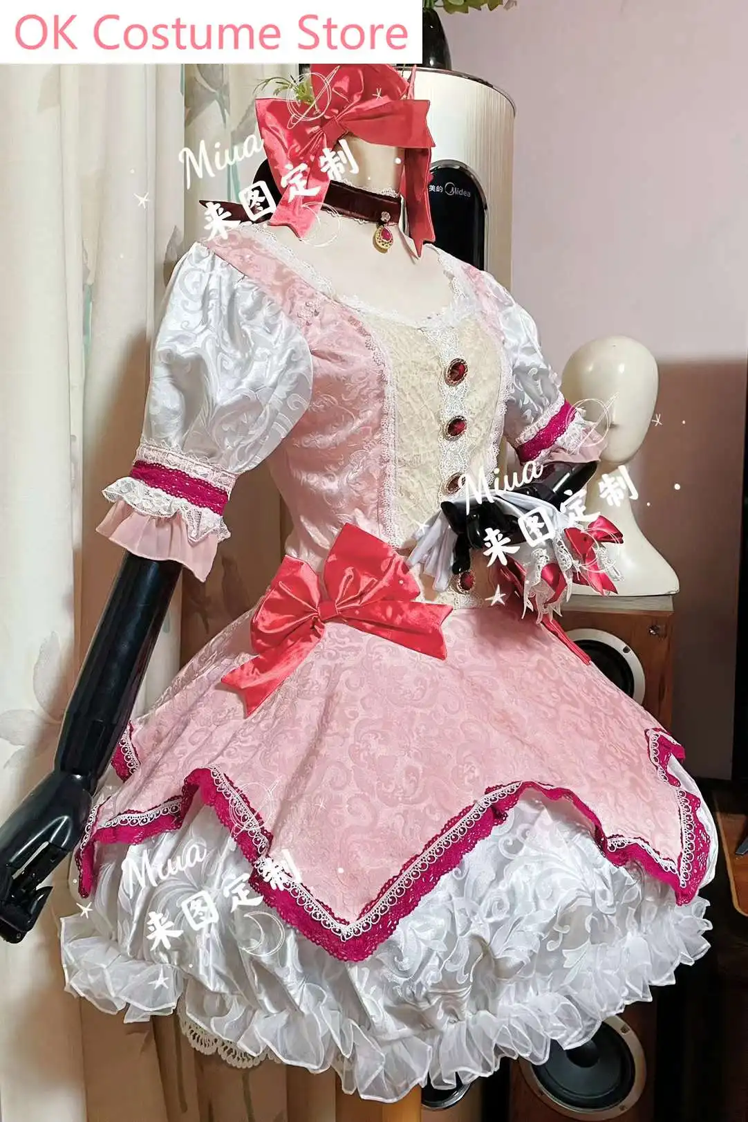 [Customized] Anime! Puella Magi Madoka Magica Kaname Madoka Gorgeous Dress Uniform Cosplay Costume Halloween Party Outfit