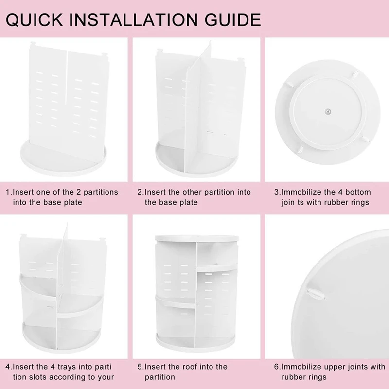 360 Rotating Makeup Organizer, DIY Adjustable Makeup Spinning Holder Storage Rack, Capacity Make Up Shelf Cosmetics A Durable