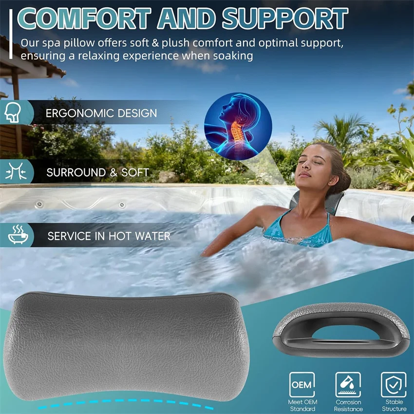 ANX 2 Stück Ersatz-Spa-Kissen X540765 für 2016-2021 Master Spa Clarity Genesys Whirlpools, verstellbare Nackenstütze für Whirlpools – Detail 4