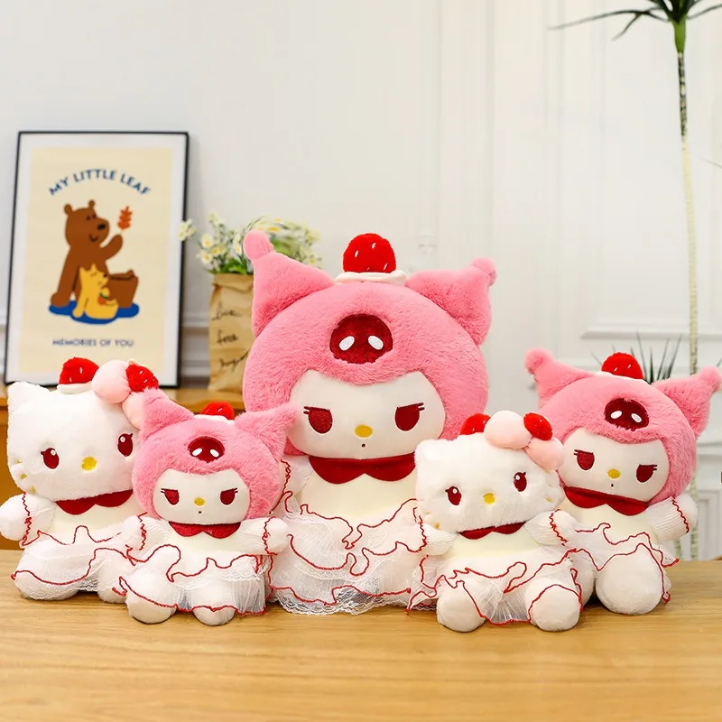 Neue 45 cm Kawaii Kuchen Kuromi Plüsch Spielzeug Hallo Kitty Melody Plüsch Puppe Stofftier Kinder Geburtstag Geschenk Kreuz Grenze drop Verschiffen
