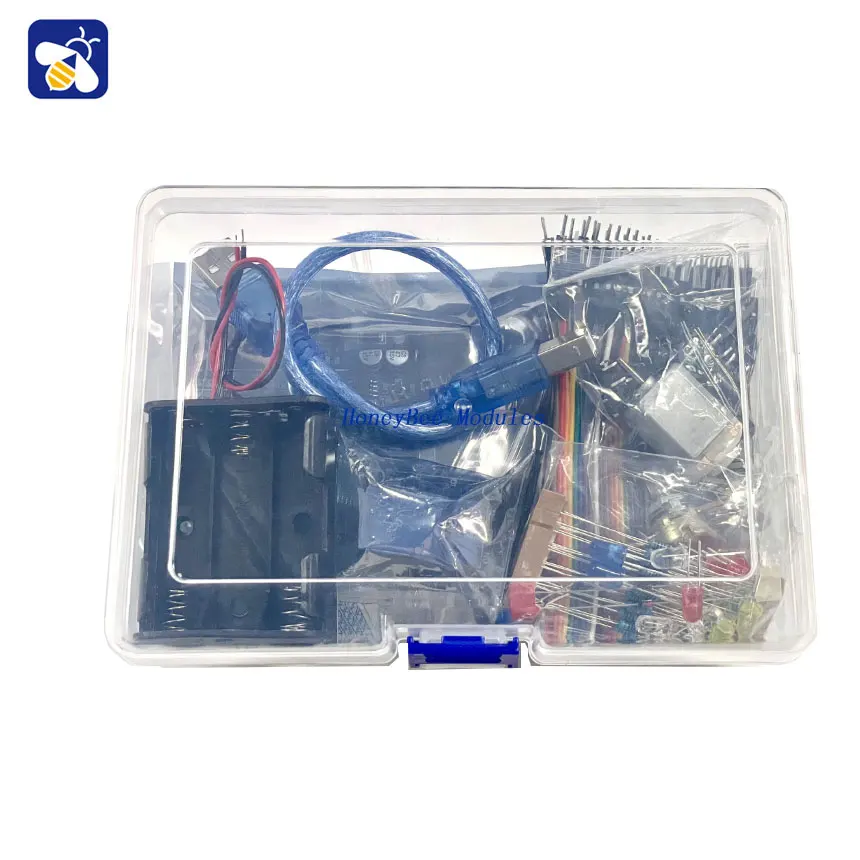 Uno R3 Starter Kit para Educação, Resistores Breadboard, Luzes LED, Motor DC, Buzzer, Uno R3