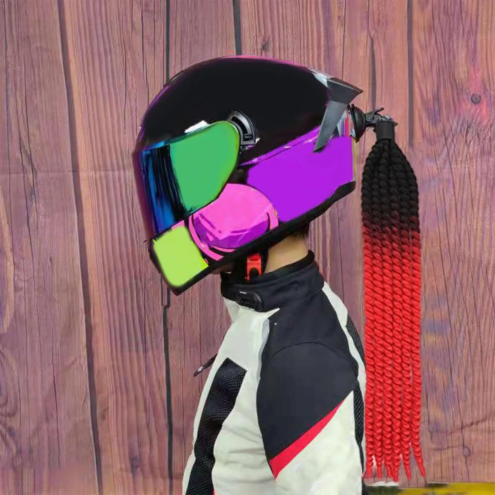 Helmet Pigtails Decoration Gradient Ramp (Helmet Not Included) for Bike