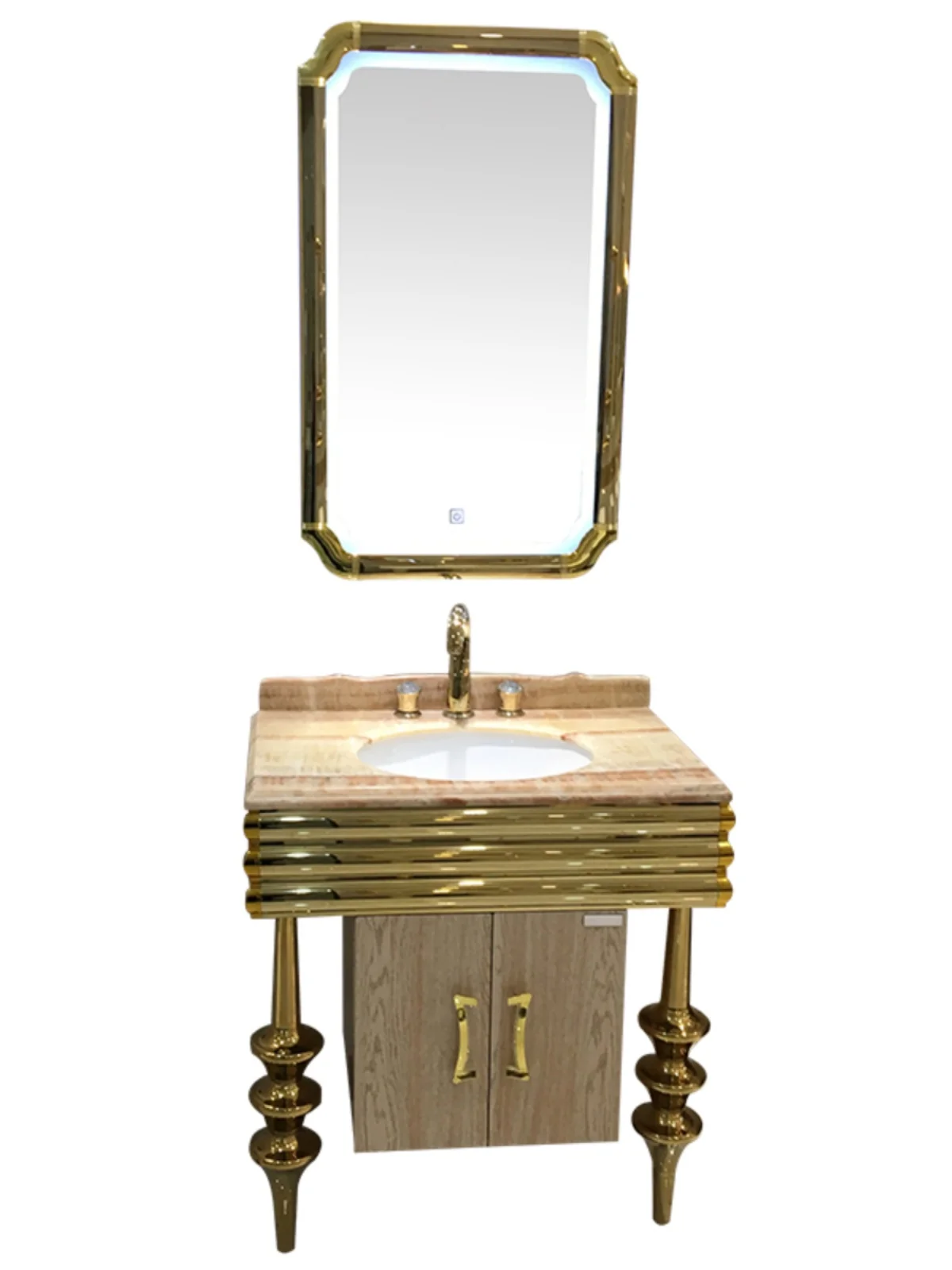 

Новый классический шкаф для ванной комнаты из нержавеющей стали, комбинированный водонепроницаемый умывальник для ванной комнаты, мраморный умывальник на заказ