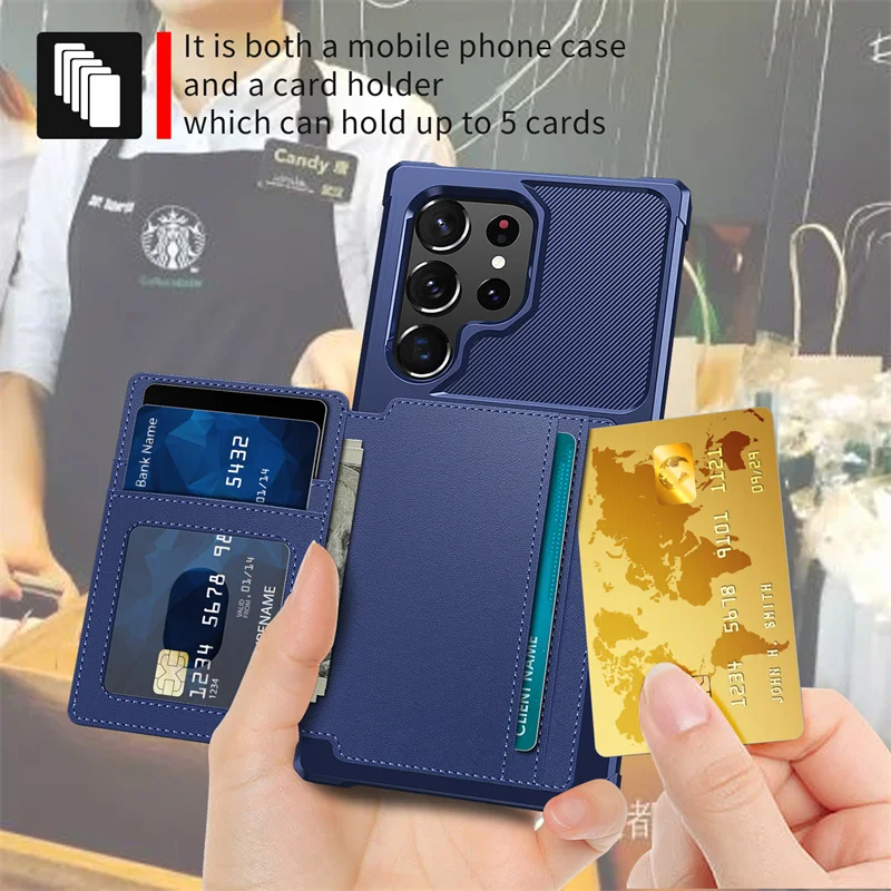 For Samsung Note20 Ultra Car Magnetic Case For Samsung Galaxy S25 S10 S20 S22 S24 Ultra S23 S21 Wallet Card Insertion Shockproof