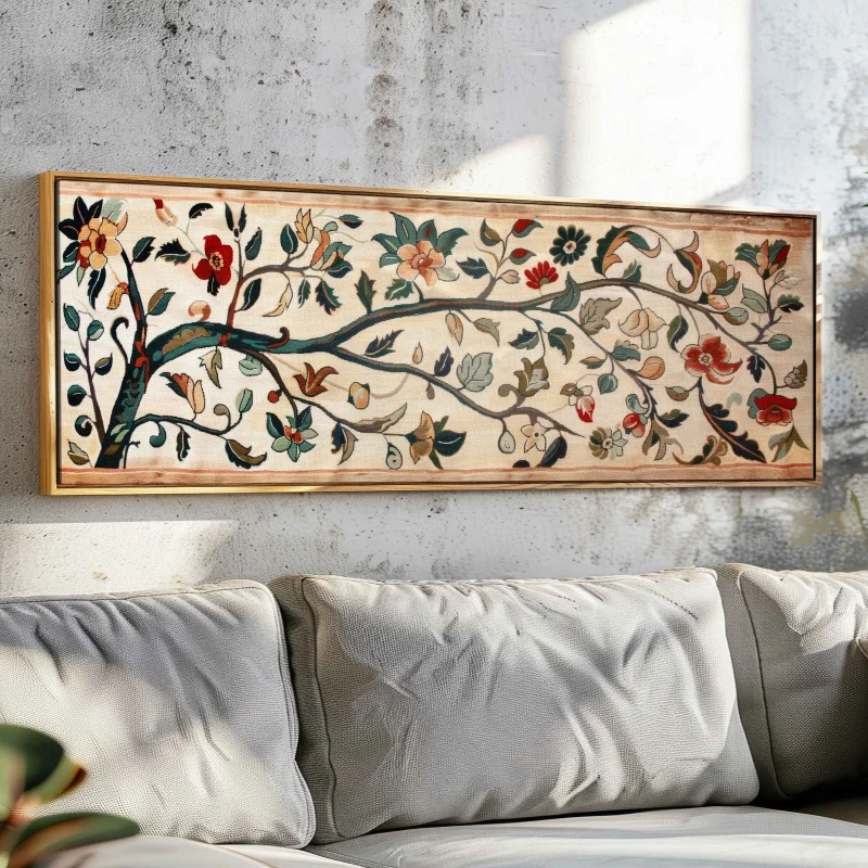 Vintage Tapestry Canvas Wall Art Unframed Floral Vintage Wall Art Print Flowers Tapestry Print, Boho Wall Decor, Above Bed Decor