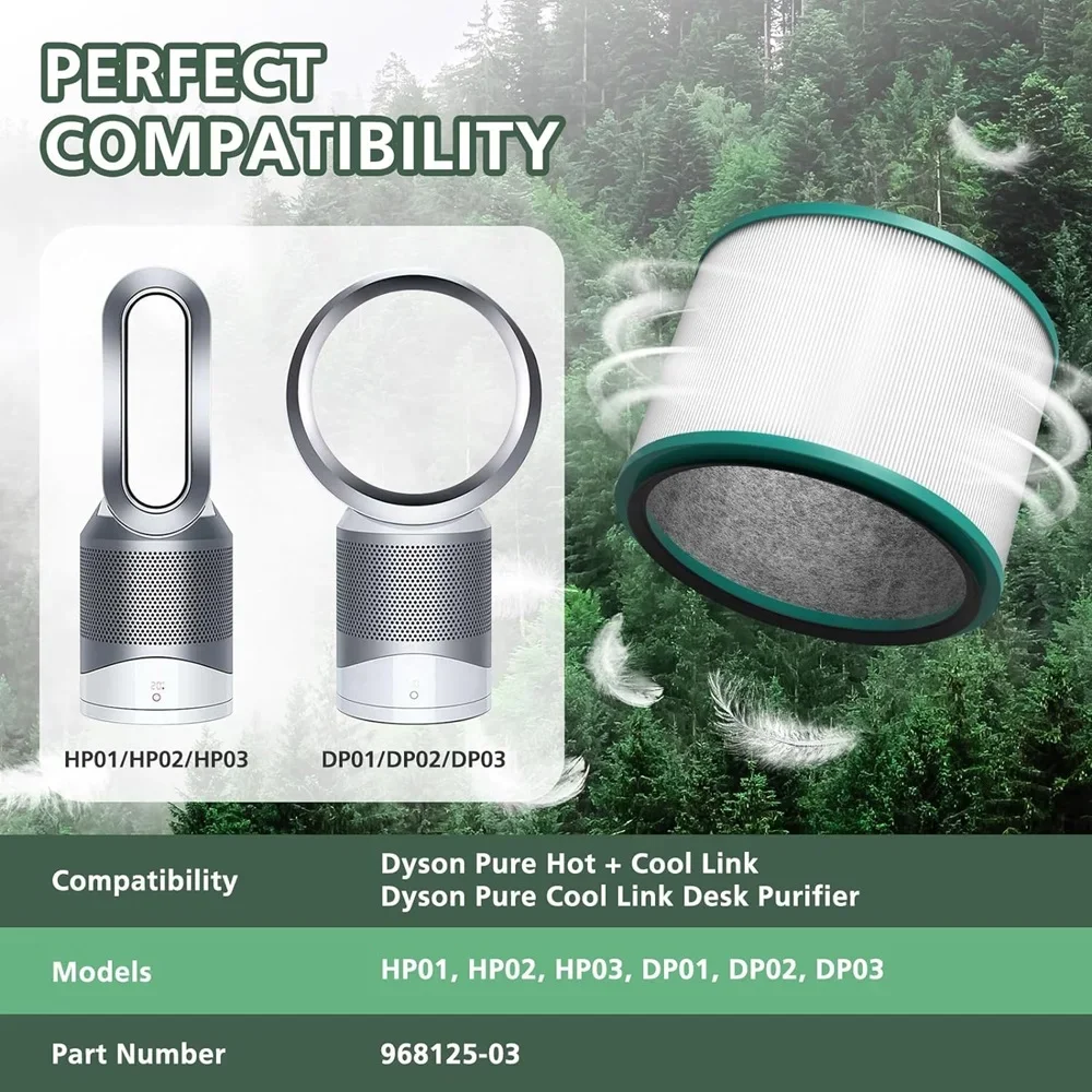 Комплект из 2 фильтров HEPA, совместимых с настольными очистителями Dyson HP01 HP02 DP01 DP02, заменяет деталь #   968125-03 Фильтр очистителя воздуха