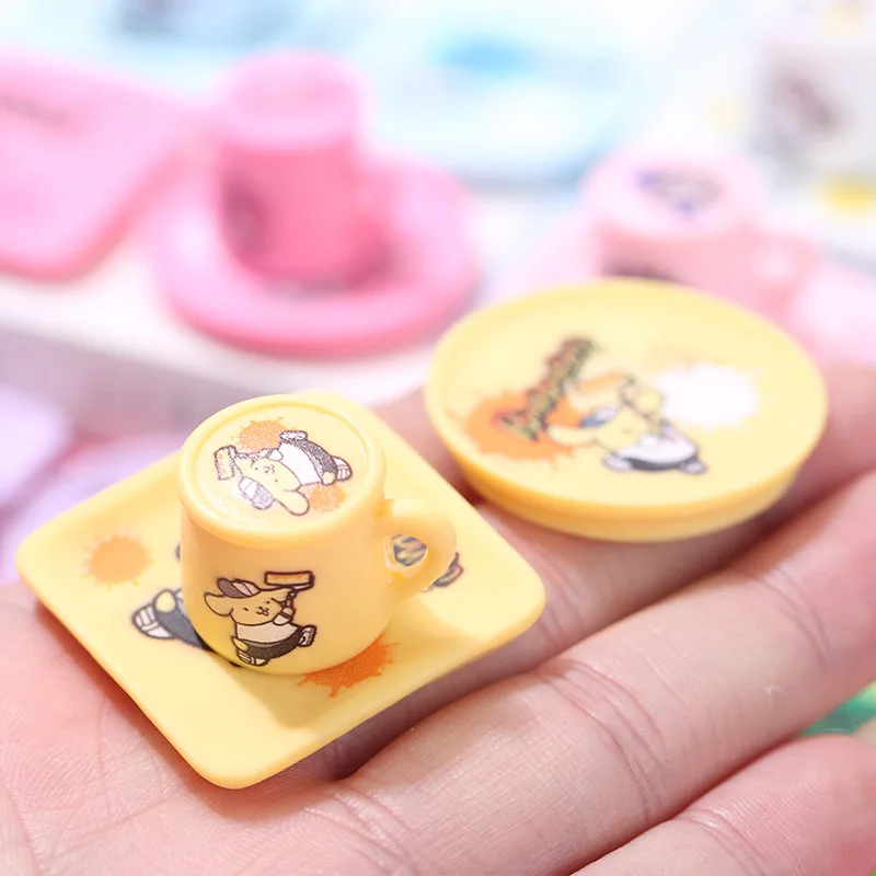 Hello Kitty Cartoon Cup Plate Scene Set Food Play Diy Home Micro Landscape Dollhouse Decoration Resin Accessories Children Toys