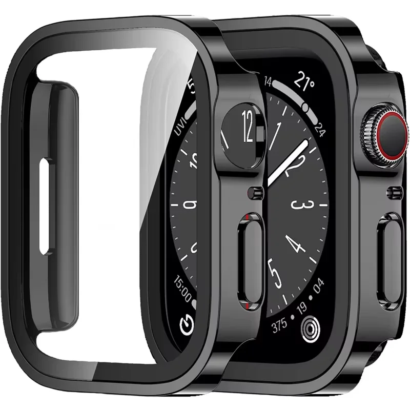 

Стекло + чехол для Apple Watch 42, 46 мм, 45 мм, 41 мм, 49 мм, 44 мм, 40 мм, защитный чехол с прямым краем, чехол для экрана iWatch SE 6 7 8 9 10 Ultra