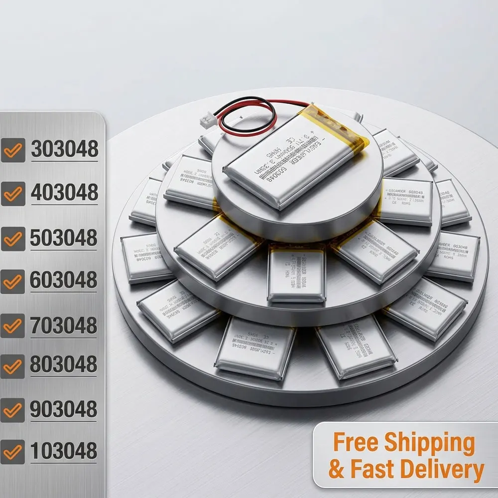 

Rechargeable 3.7V 900mAh JST1.25 2P Li-Po Battery Model 303048 403048 503048 603048 703048 803048 903048 103048 123048