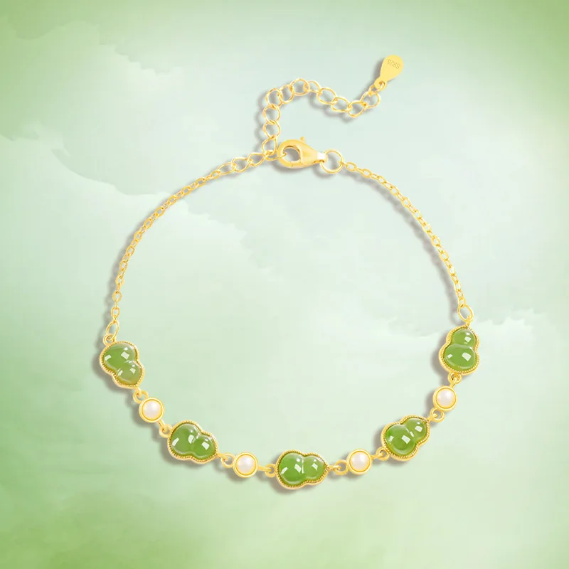 

Женский браслет из чистого серебра S925 с подвеской в виде шарика из нефрита Хэтиан, модные украшения для женщин.