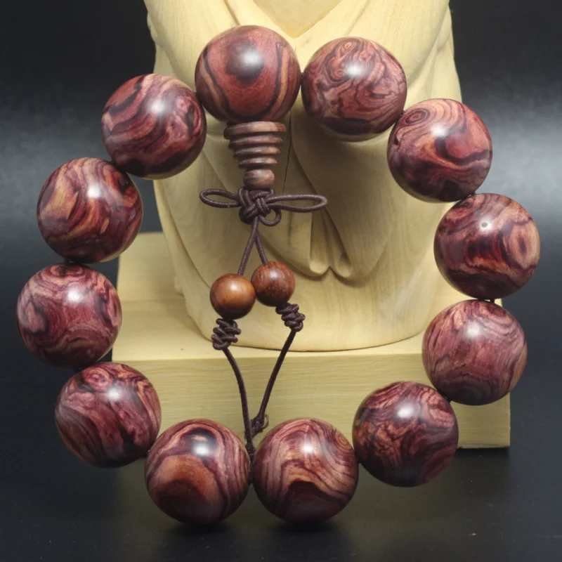 

Kuicai Source Purple Sandalwood Buddha Bead Bracelet 20mm with Ghost Eye Beads, Resembling Sea Yellow Jade