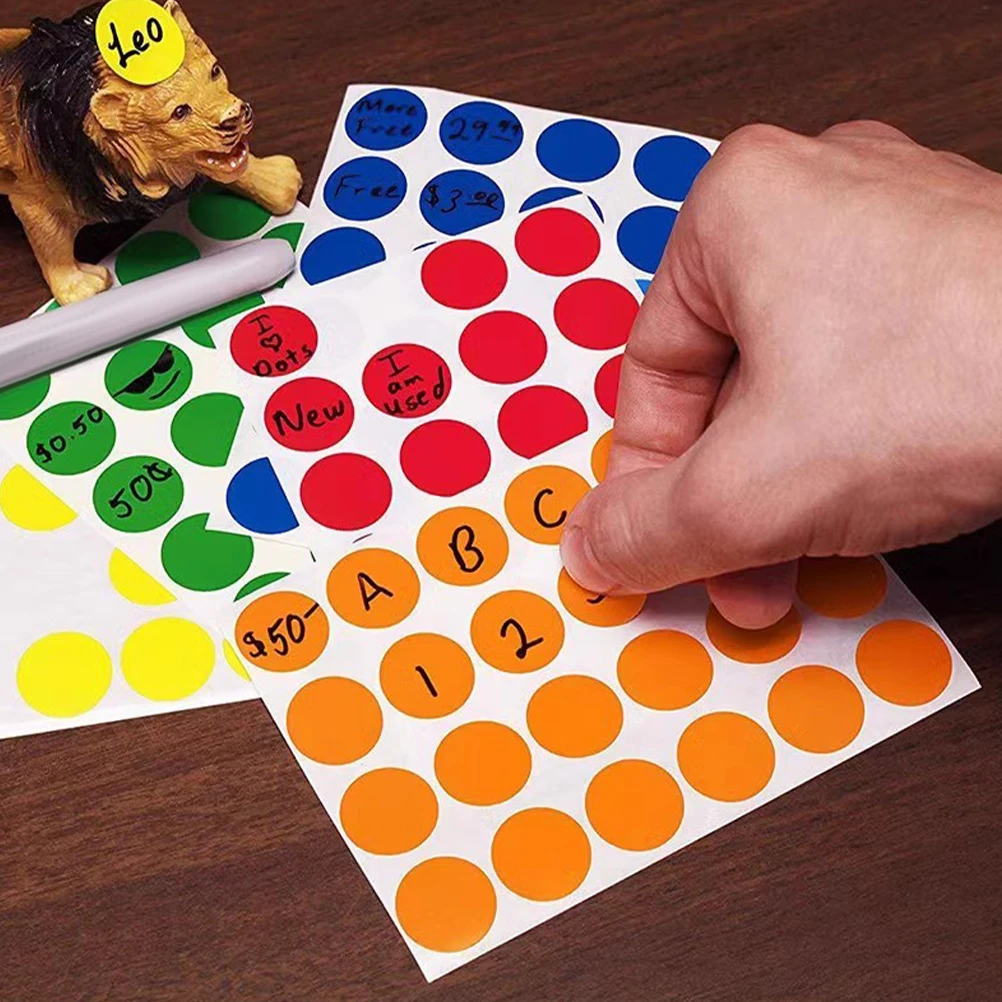 

50 Sheets Colorful Round Label Stickers Dot Labels Self-Adhesive for Home Storage Office School Use Round Stickers