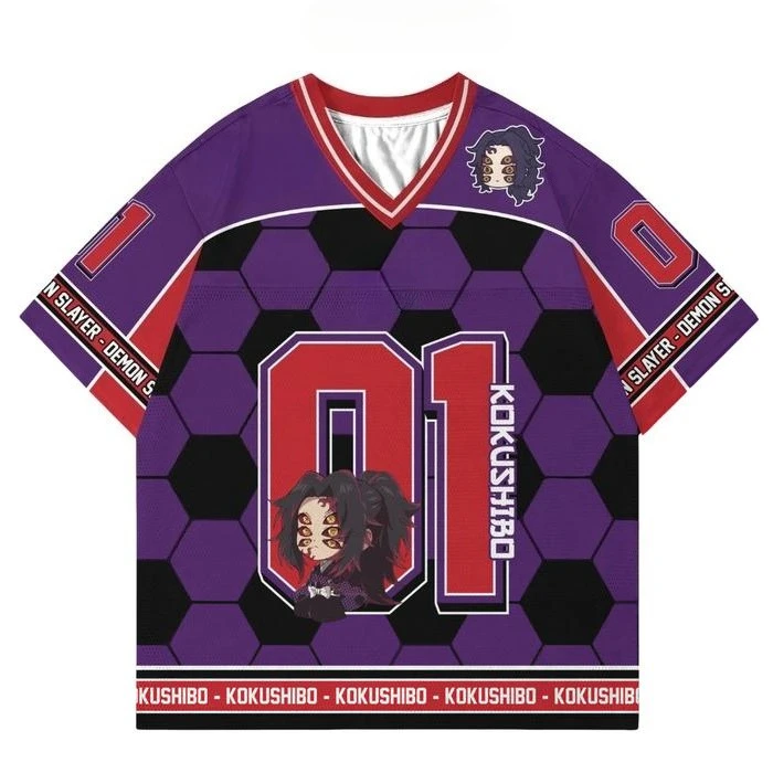 

Demon Slayer аниме серии номер Джерси оверсайз ретро корейский стиль Kpop бейсбол хоккейная экипировка футболка повседневные топы унисекс футболки