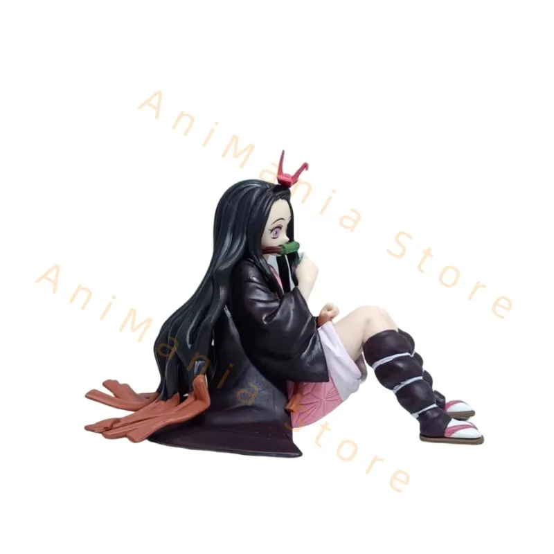 Em estoque demon slayer kamado nezuko cor primária postura sentada prêmio figura brinquedo presente anime coleção modelo hobby