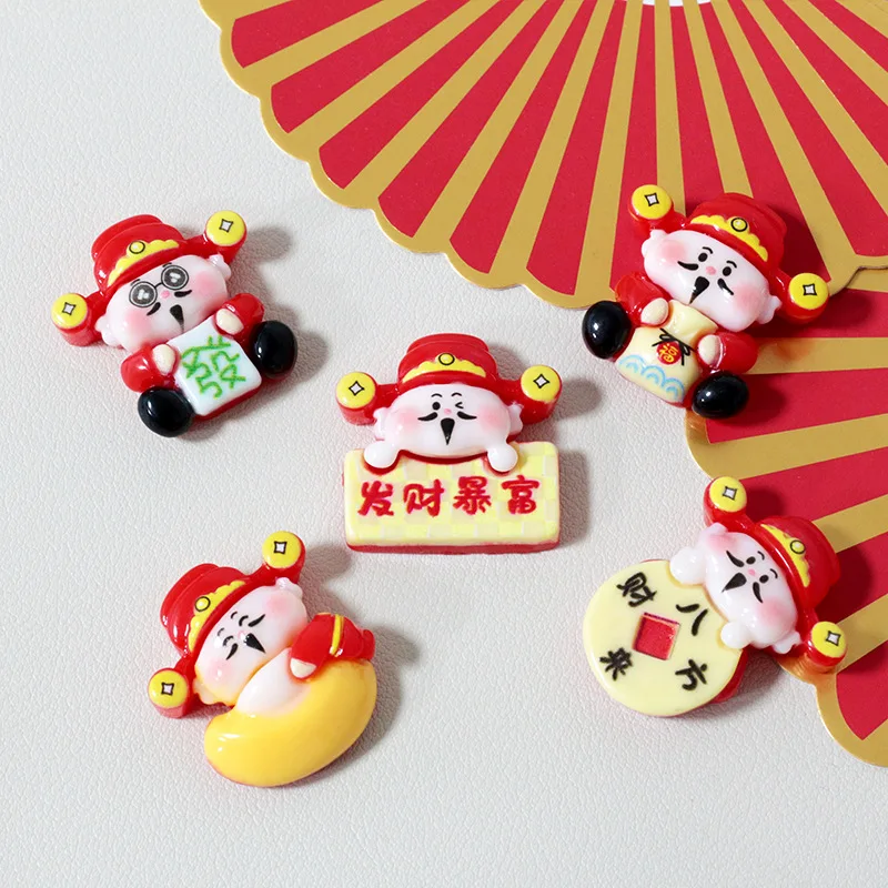 السنة الجديدة مهرجان الربيع إله الثروة التصحيح الراتنج اليدوية كريم الغراء قضية الهاتف المحمول مفتاح سلسلة الثلاجة ملصق مايكرو لا #6