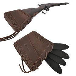 Wayne' Dog Leather Rifle Recoil Pad Canvas Shotgun Buttstock Vintage Butt Cover For Hunting Shooting