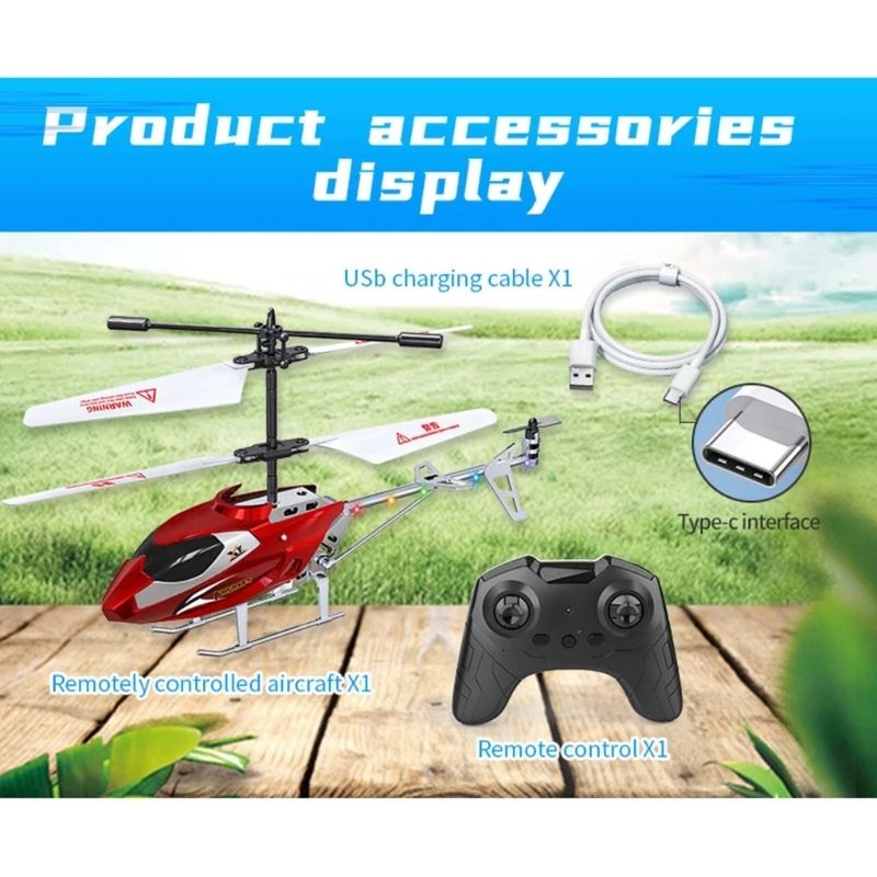 Radio Gyroscope Helicopter Remote Control Helicopter Toy with LED Light Aircraft Model Toy Gift for Kids Outdoor