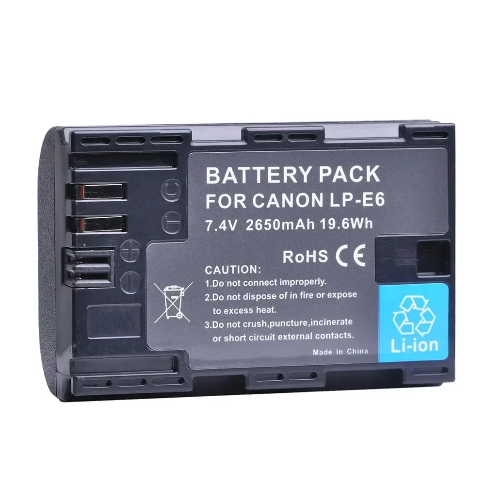 2650mAh LP-E6 LP-E6N Rechargeable Camera Battery 5Pack for Canon EOS R R5 R6 5D Mark II III IV 6D 7D 90D
