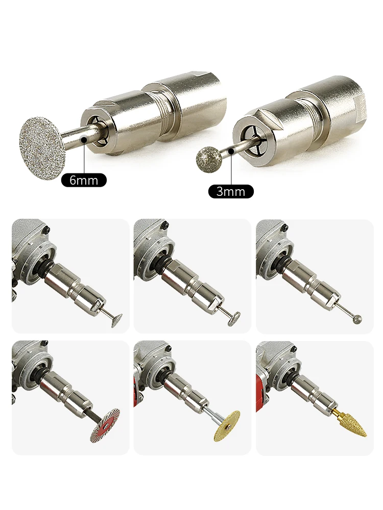 6/3mm Universal-Winkelschleifer-Adapter für Geradschleifer, Spannfuttertyp, M10 M14 5/8-11 Gewinde, Schleif- und Schneidwerkzeug – Detail 5