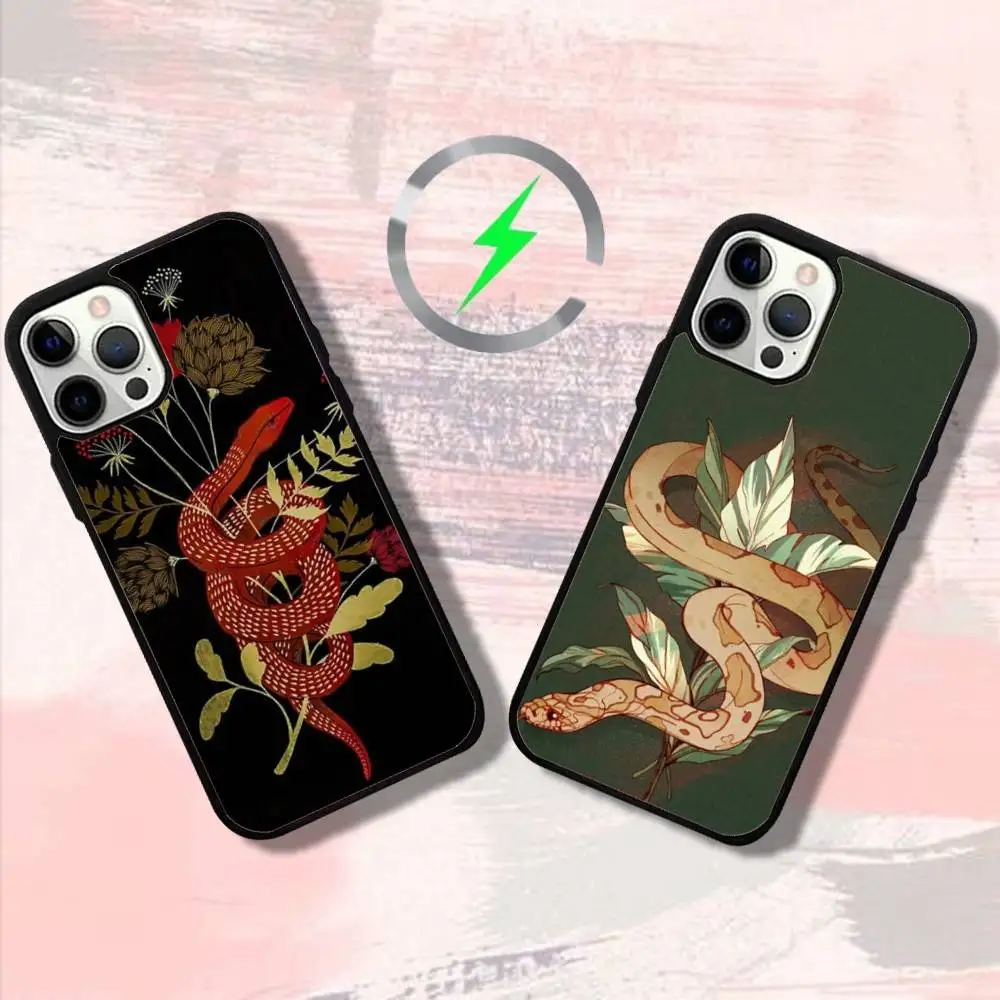 

Cartoon Cool Snake Phone Case For iPhone 17,16,15,14,13,12,11,Pro,Max,Plus,Mini,SE4,E Magnetic Magsafe Wireless Charging
