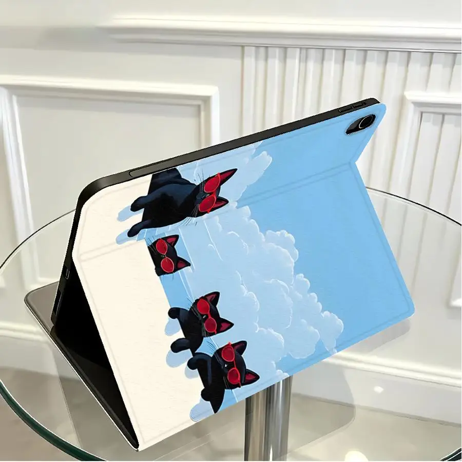 Creative Cat Drinking Alcohol Cool With Pencil Holder Case for Apple iPad Pro11 13 Air 11 13 M4 M3 M2 A16 2026 10th 7/8/9th Air