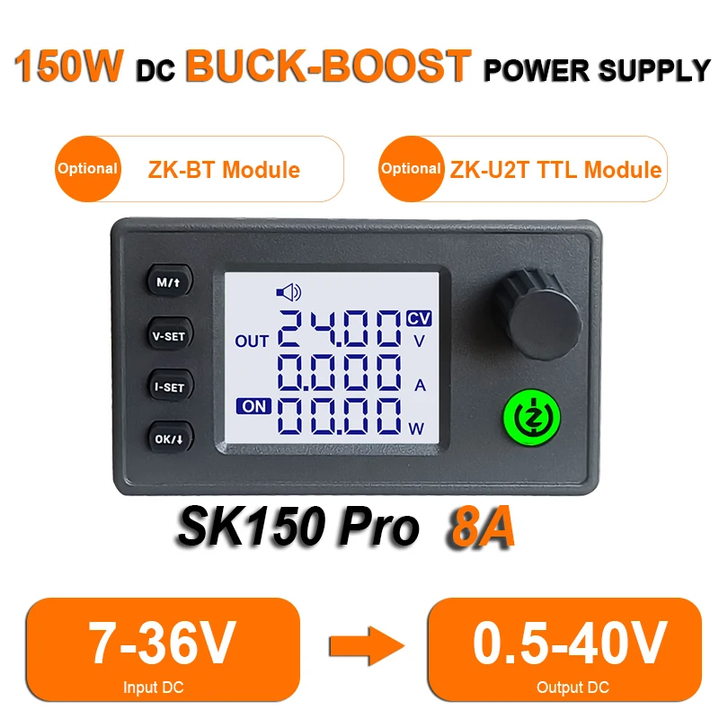 SK150pro 150W CNC DC-Netzteil 8A Buck-Boost Einstellbarer Spannungsregler Labor-Konverter Konstantstrom-Ladegerät