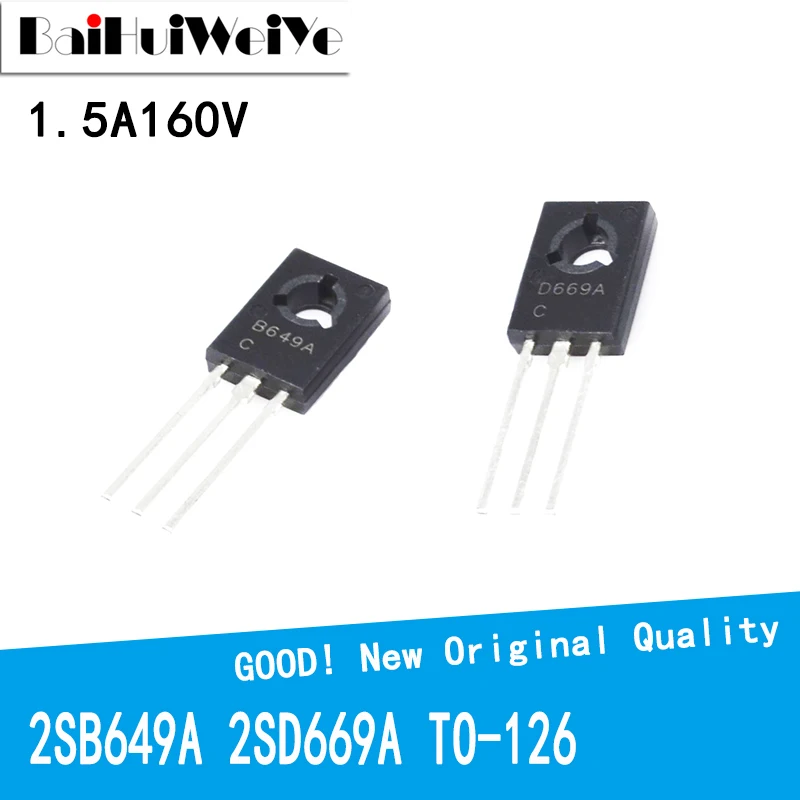 20PCS/LOT 2SB649A 2SD669A B649A D669A 1.5A160V TO126 TO-126 Audio Power Amplifier Push Tube New Good Quality Chipset