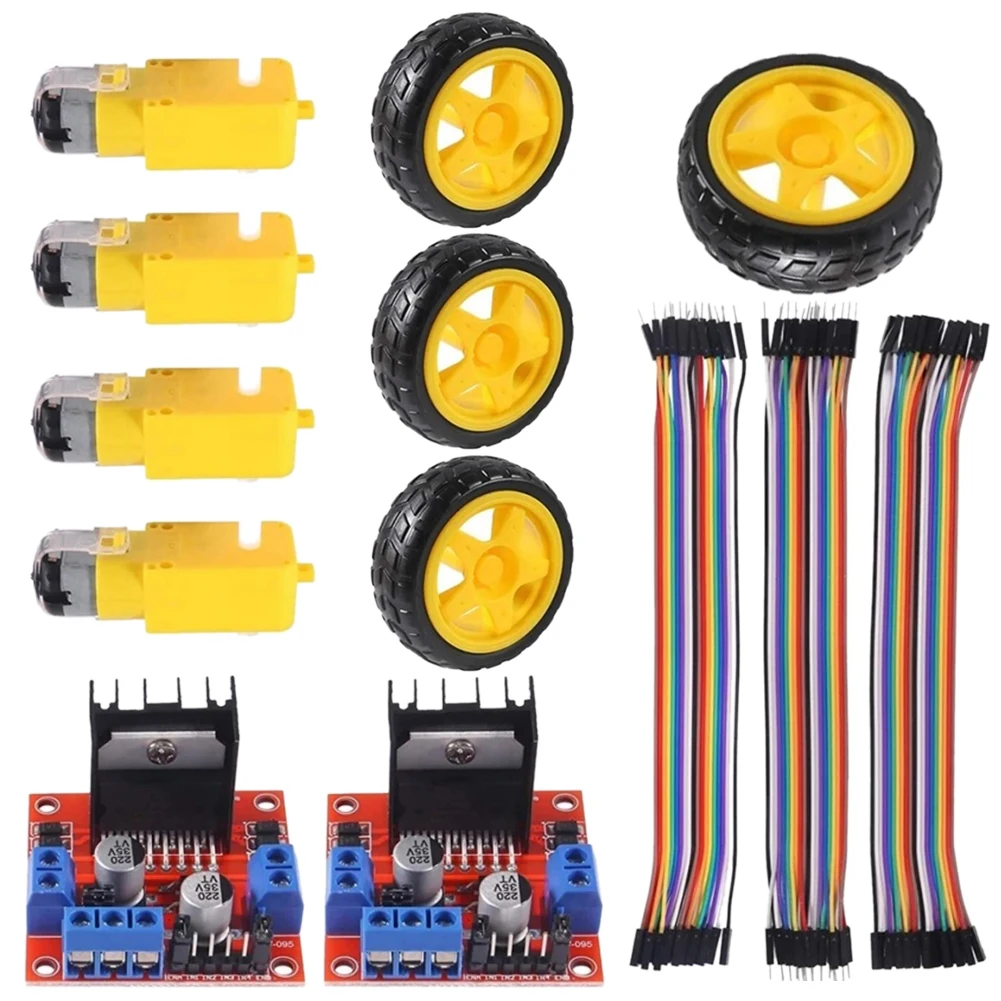 4PCS DC 3-6V Electric Motor with 4Pcs Plastic Tire Wheel Gear Motor DIY Kit TT Magnetic Gearbox Engine for Arduino Smart Car