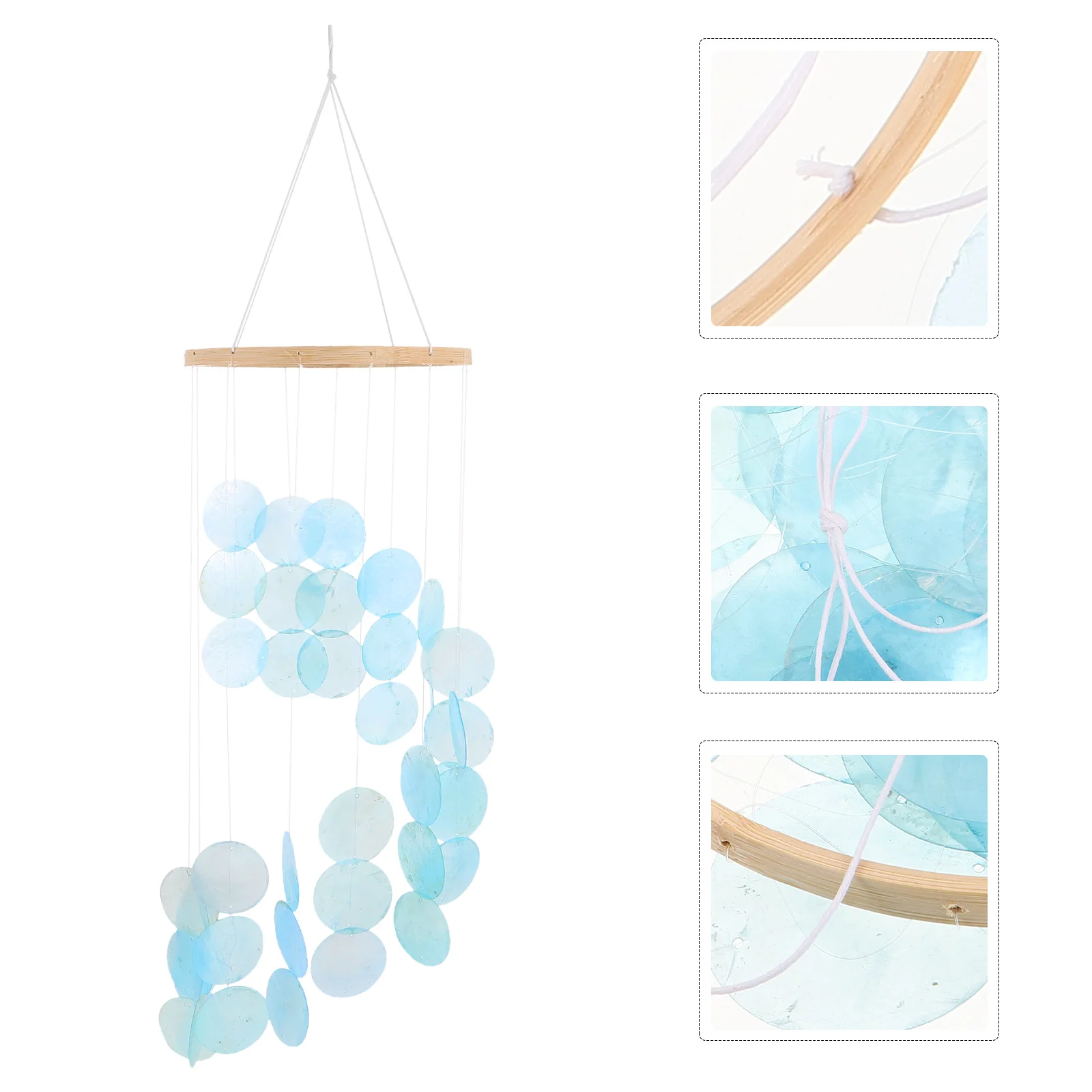 

Seashell Wind Chimes Handmade Spiral Shape Sky-Blue Coastal Style Decor Patio Balcony Garden Windchime for Outdoor Indoor