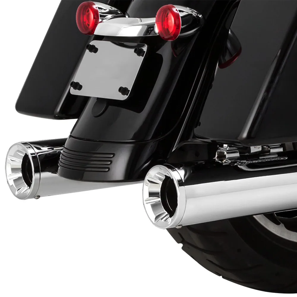 Large 4-inch Round Muffler Stainless Steel Motorcycle Exhaust Muffler Pipe Compatible for 2009-2005 Tri Glide