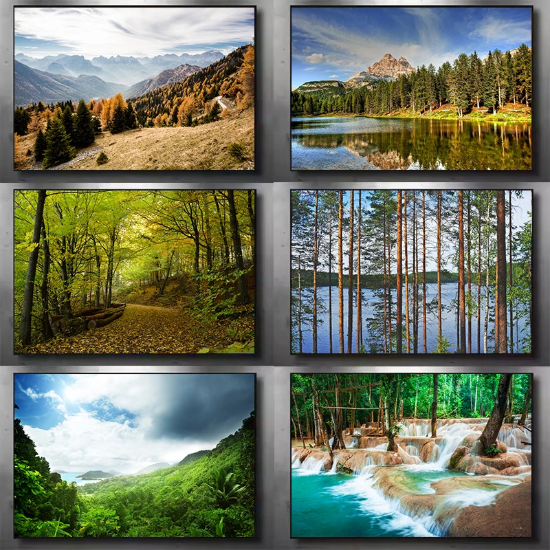 Dark Green Forest Fog Mountain Landscape Nature Poster Art Print Waterproof Home Living Room Bedroom Bar Decoration