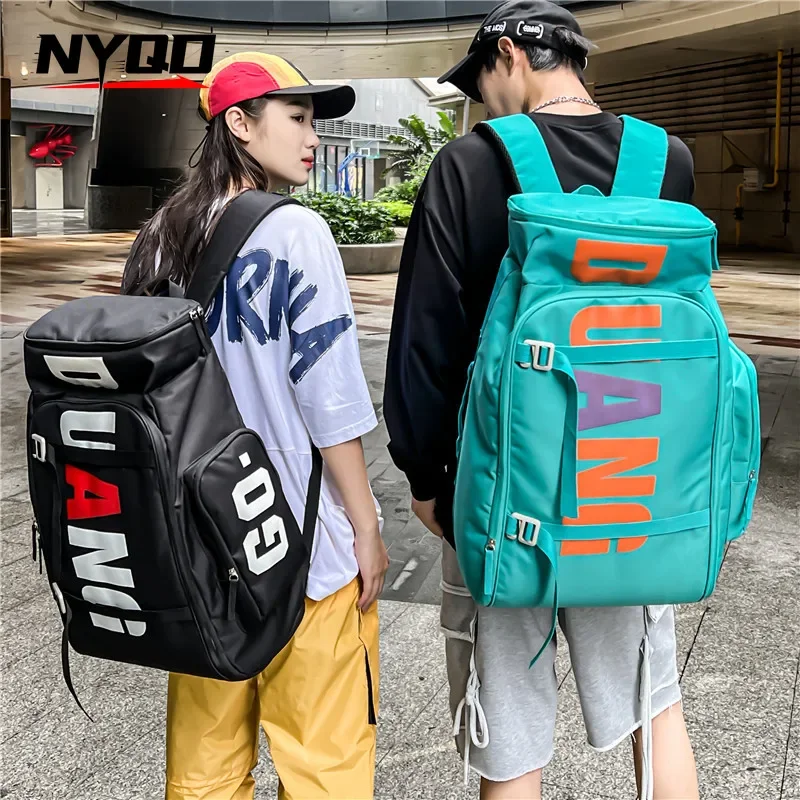 Men's Alphabet Large Capacity Sport Gym Backpack Female Outdoor Fitness Travel Shoulder Bags Students Laptop Dry Wet School Bag